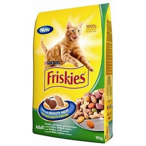 Purina FRISKIES Adult - Суха храна с месо, черен дроб и зеленчуци, за котки над 12 месеца - 10 кг