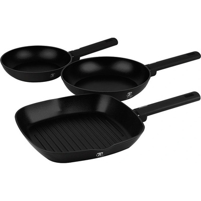 BERLINGERHAUS Sada pánví s titanovým povrchem 3 ks Matte Black Collection steak BH-8196