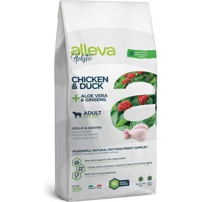 DIUSAPET Alleva® holistic (adult maxi) chicken & duck + aloe vera & ginseng - пълноценна храна за пораснали кучета над една година, от едри породи, Италия - 12 кг 2417