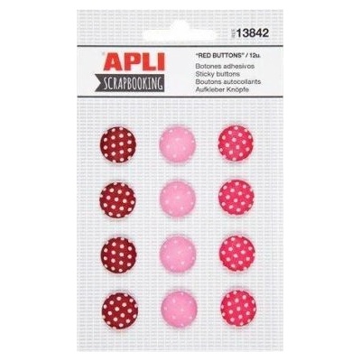 Červené samolepící knoflíky APLI - balení 12 ks