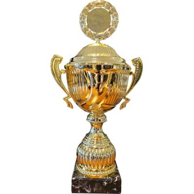 Kovový pohár s poklicí Zlatý 39,2 cm