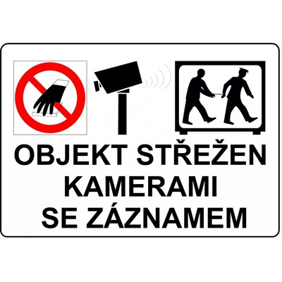 Walteco Objekt střežen kamerami se záznamem 210x148mm, formát A5, samolepka na sklo , 20069