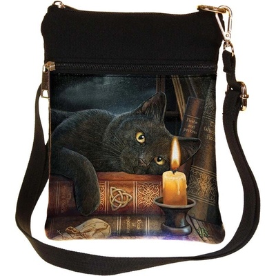Luxusný messenger bag s mačkou a knihami design Lisa Parker