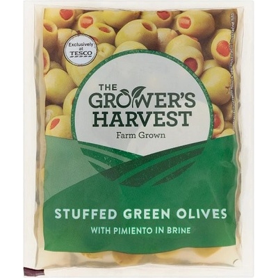 The Grower's Harvest Zelené olivy plnené paprikovou pastou v slanom náleve 195 g