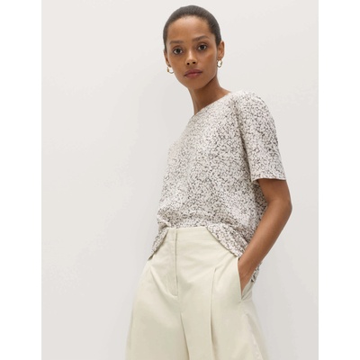 Marks & Spencer Тениска с принт, от смес памук и модал Marks & Spencer бяла Marks & Spencer | Byal | ЖЕНИ | 22