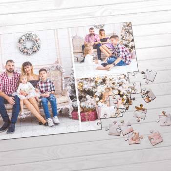 Image 1 of Art gift Картонен пъзел А4 с три ваши снимки - Любов