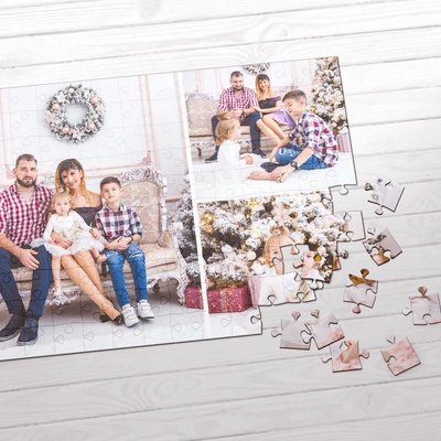 Art gift Картонен пъзел А4 с три ваши снимки - Любов