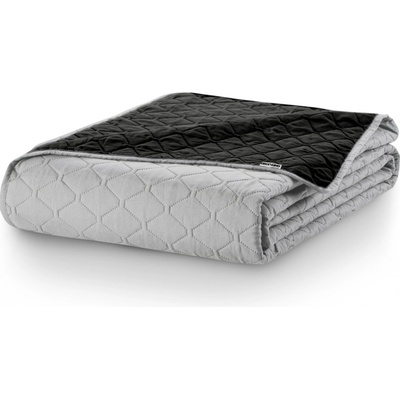 DecoKing Obojstranný prehoz z mikrovlákna Bella strieborno-čierny 260x280
