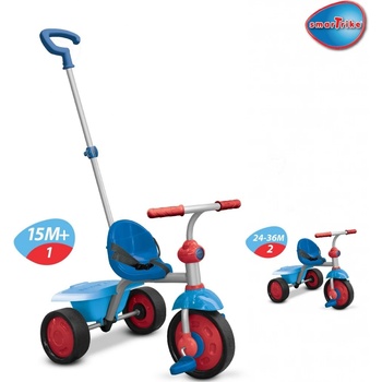 Smart Trike 1380400 Fun s vodiacou tyčou a gumenými kolesami ultraľahká modro červená