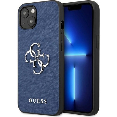 Púzdro Guess iPhone 13 mini Saffiano 4G Metal Logo modré