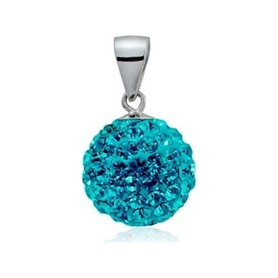 Nubis Stříbrný přívěšek koule 10 mm s krystaly Crystals from Swarovski Turquise NS SWAG Q