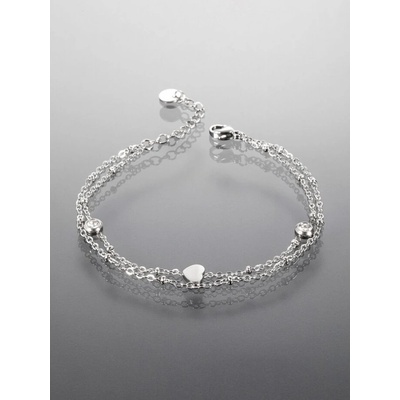 Prosperk Dvojitý náramek z chirurgické oceli srdce a kamínky S5110