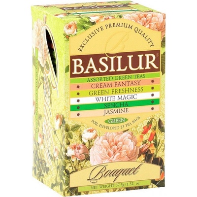 Basilur Mix zelených čajů Green Bouquet Assorted porcovaný s přebalem 25 sáčků