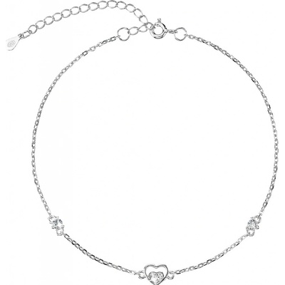 Pavona stříbrný řetízek na nohu srdíčka a bílé zirkony 16007.1 – Zboží Dáma