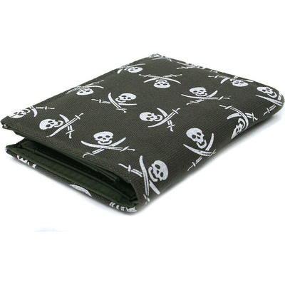 Kaki textilná peňaženka s potlačou Skulls