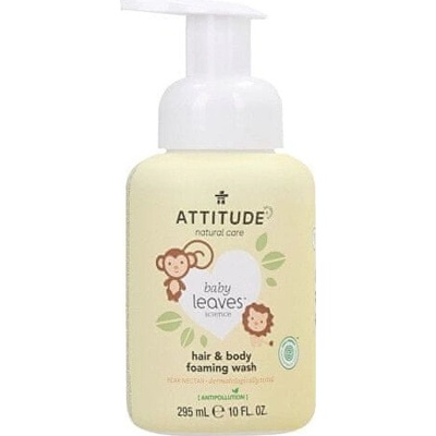 Attitude Dětská mycí pěna na tělo a vlasy s vůní hruškové šťávy Baby Leaves (Hair & Body Foaming Wash) 295 ml