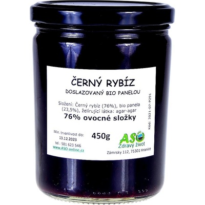 ASO Zdravý život černý rybíz doslazovaný Bio panelou 450 g
