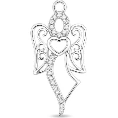 Argento Strieborný prívesok anjel číre okrúhle zirkóny 85620