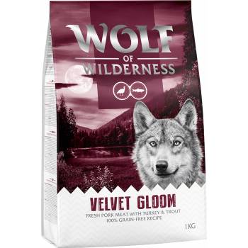 Wolf of Wilderness 1кг Adult Velvet Gloom Wolf of Wilderness суха храна за кучета с пуешко и пъстърва