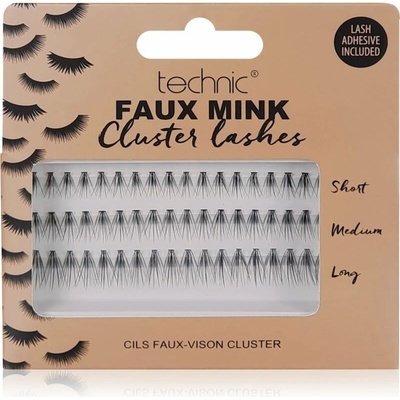 Technic Cosmetics Faux Mink Cluster Lashes umelé mihalnice s lepidlom 54 ks