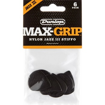 Image 1 of Dunlop 471P3S Nylon Max Grip Jazz III Player Pack Stiffo Перце за китара (471P3S)
