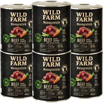 WILD FARM Монопротеинова говежда храна 6x800 г хипоалергенна храна за кучета