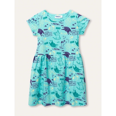 Winkiki Kids Wear dívčí šaty Cool Cat tyrkysová