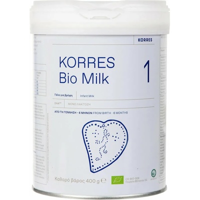 KORRES Сертифицирано - Био краве мляко за бебета от раждането до 6 месеца. Korres Baby Bio Milk No1 (0-6 m), 400g