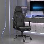 vidaXL Гейминг стол с опора за крака, черен, изкуствена кожа (3143661)