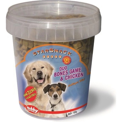 Nobby StarSnack Duo Bones kýblik maškrty zverina + kura 500 g