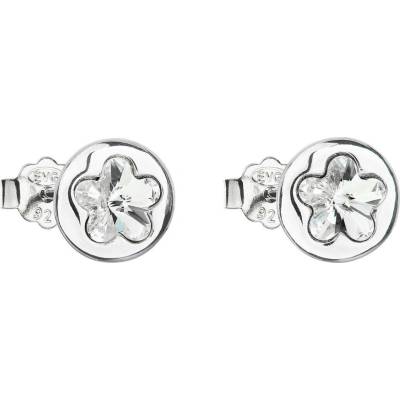 Pavona Stříbrné náušnice pecka s krystaly Swarovski bílá kytička 31257.1
