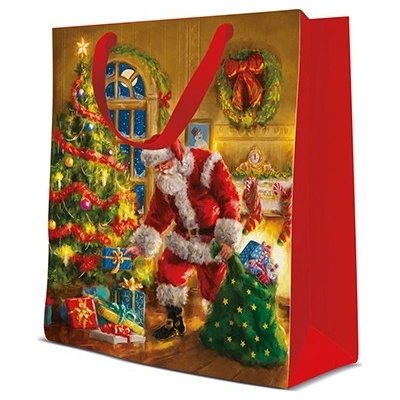Darčeková taška PAW Santa is here, stredná 20x10x25 cm