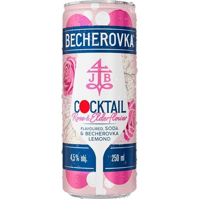 Becherovka Rose&Elderflower 4,5% 0,25 l (plech)