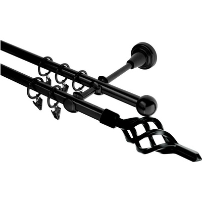 GARNÝŽE-HEBR Garnýž Azur černá dvojitá 140 cm