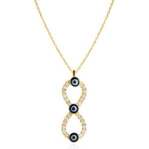 SAVICKI Колие с безкрайност, злато 585, бели диаманти, 0.19К, 45 см