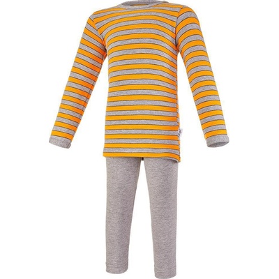 Little Angel DITA Pyžamo DR smyk Outlast® Pruh šedooranžový šedý melír