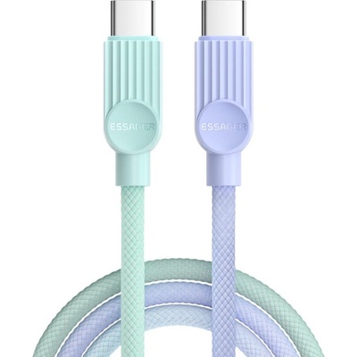 Essager ES-X73 opletaný nabíjací a dátový USB-C na USB-C 1m mentolovofialový