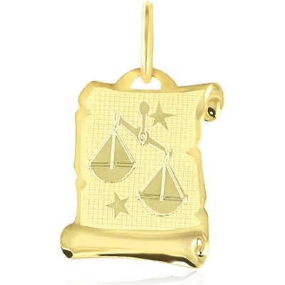 Gemmax Zlatý přívěsek na pergamenu s gravírováním znamení VÁHY GUPYN 58001