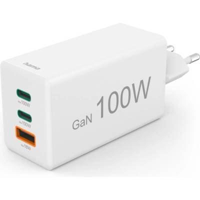 Бързо зарядно 220V, 100 W GaN, 2x USB-C PD, 1x USB-A QC (HAMA-201997)