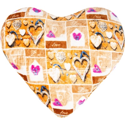 Bellatex Polštář ve tvaru srdce béžová srdíčka 42x48