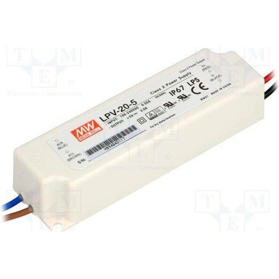 MEAN WELL LPV-20-5 Napájecí zdroj: spínaný; LED; 15W; 5VDC; 3A; 90÷264VAC; 127÷370VDC