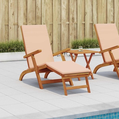 vidaXL Сгъваем и reclining шезлонг 2 pcs Бежово Солидно акациево дърво (3415404)