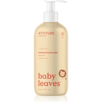 ATTITUDE Baby Leaves Pear Nectar душ гел и шампоан 2 в 1 за деца 473ml