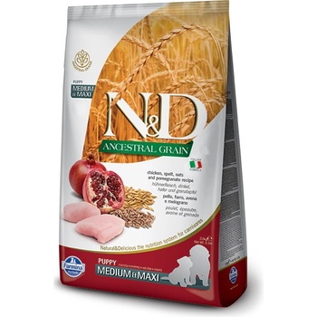 N&D Ancestral Grain Adult Medium & Maxi s kuraťom & granátovým jablkom 2 x 12 kg