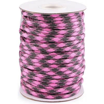 Šňůrka padáková 310230/10, růžová-světle šedá, průměr 4mm (šňůra na metry)