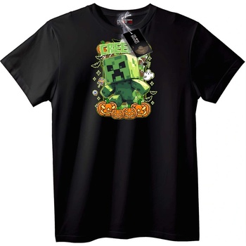 NOONEBRAND Тениска Minecraft Creeper Хелоуин - L, White