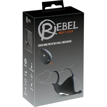 Rebel - акумулаторен, пенис пръстен и вибратор за тестиси (черен)