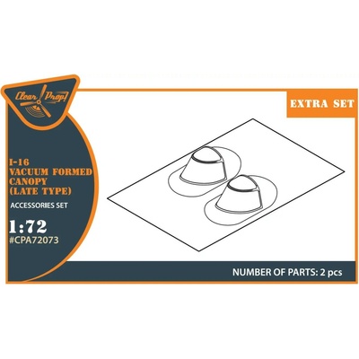 I-16 vacuum formed canopy late version for CP kit Accessories Clear Prop 1:72
