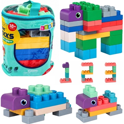LEAN Toys Mäkké senzorické stavebné kocky v taške, 30 ks