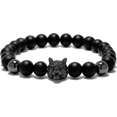Daniel Dawson pánský náramek Black Wolf achát zirkony vlk černá S NR1140